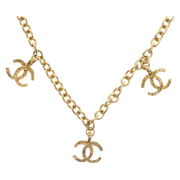 CHANEL 5 COCO Mark Necklace metal Gold CC Auth yk19124 - Picture 1 of 12